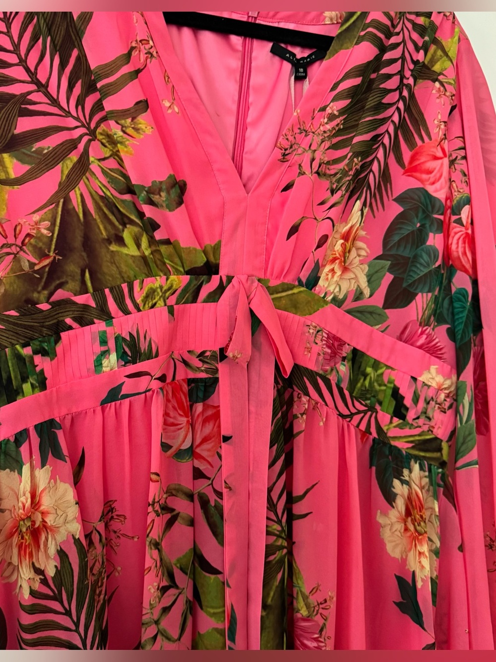 NWT Alex Marie Shannon Tropical Floral Printed Chiffon Balloon Sleeve Dress - Picture 4 of 9